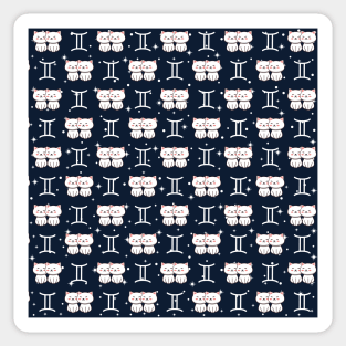 Gemini Zodiac Cat Pattern Sticker